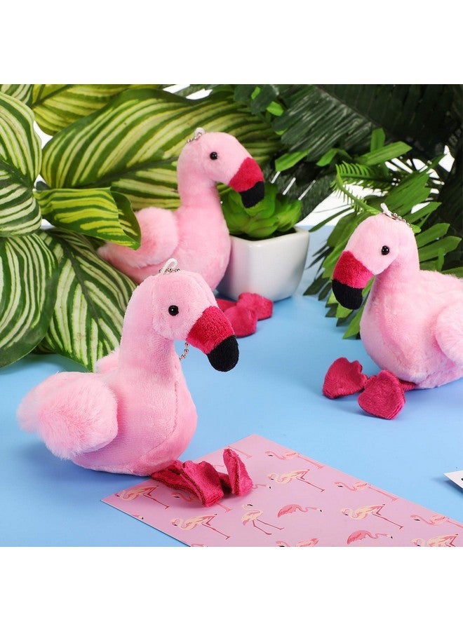 Skylety 6 Pieces Mini Flamingo Stuffed Animal Plush Toys 5 Inch Flamingo Party Favors Valentine Day Gift Hanging Ornaments Keychain Decorations for Women Birthday(Rose Red) - Image 4