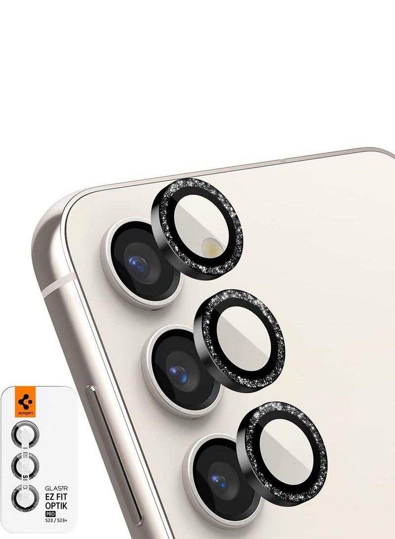 Spigen واقي شاشة عدسة الكاميرا Glastr Ez Fit Optik Pro لهاتف Samsung Galaxy S23 وGalaxy S23 PLUS - أسود لامع [عبوة واحدة] - Image 1