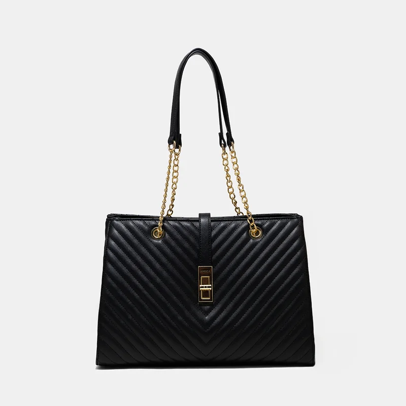 AMICA Dulce Tote bag With Metal Chain Straps - Black
