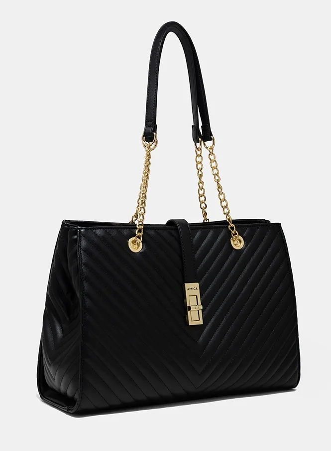 AMICA AMICA Dulce Tote bag With Metal Chain Straps - Black