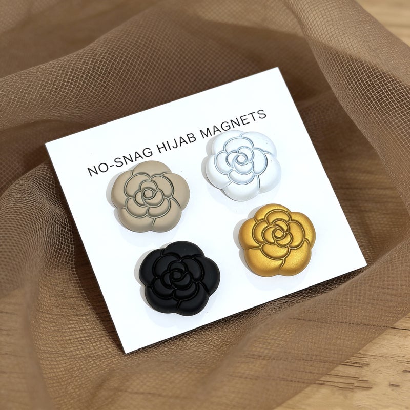 eManco Magnetic Camellia Brooch Scarf Clip Shawl Pin Anti-Slip Fixing Clasp for Women and Men，Magnetic Hijab Clip，luxury fashion jewelry, minimalist jewelry， - Image 1