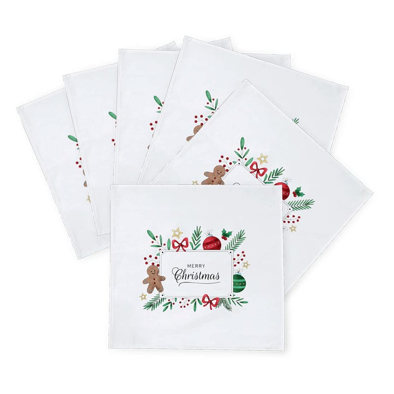 Khakee 6 Pcs Christmas Theme Silk Table Napkins 10x 10 for Xmas Decoration Christmas OrnamentsChristmas Giftxmas21426 - Image 2
