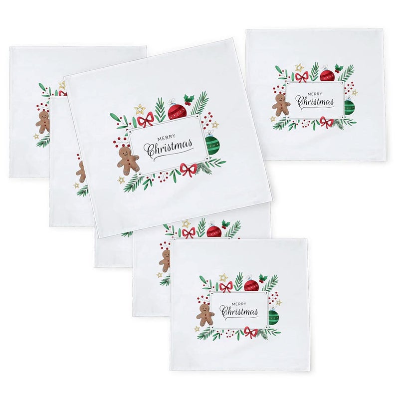 Khakee 6 Pcs Christmas Theme Silk Table Napkins 10x 10 for Xmas Decoration Christmas OrnamentsChristmas Giftxmas21426 - Image 1