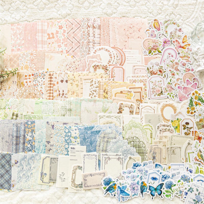 Doraking 100pcs Vintage Floral Scrapbook Paper Journaling Stickers Assorted Set, Material Paper Memo Junk Journal Supplies for Bullet Journaling Retro Crafts Planner Collage Card Album - Image 4