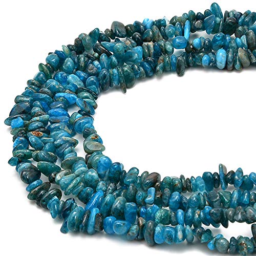 PLTbeads 58mm Natral Healing Gemstone Waist Bracelets Necklace Kit Irregular Stone DIY Crafts Design Jewelry Making 1 Strand per Bag Approxi 34 inch Blue Apatite Chips