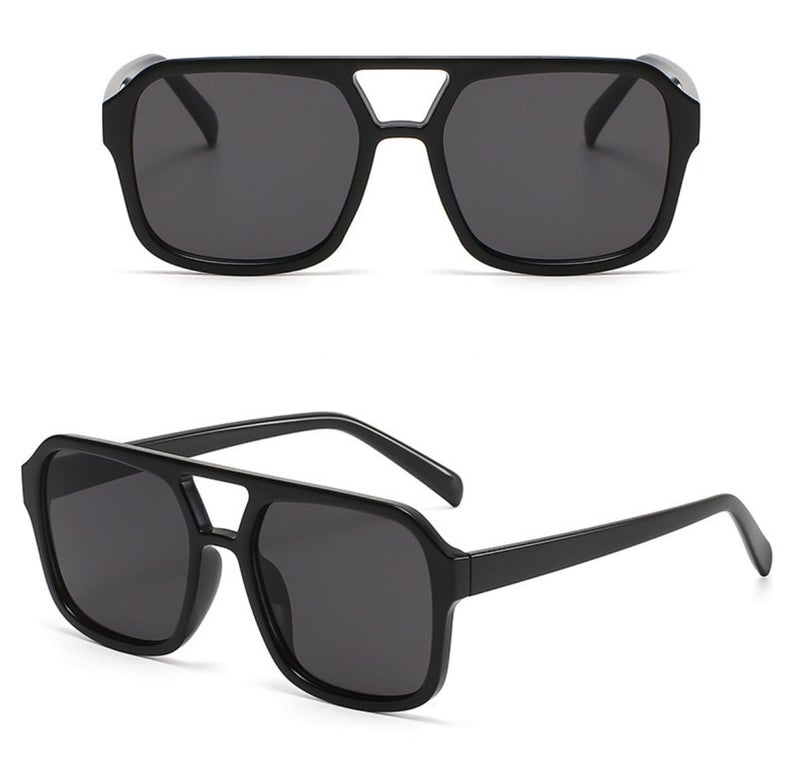 IKUVNA Retro 70s Square Aviator Sunglasses Women Men Vintage Rectangle Sunglasses Flat Frame Trendy Shades (Black+Orange) - Image 3