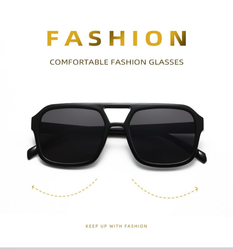 IKUVNA Retro 70s Square Aviator Sunglasses Women Men Vintage Rectangle Sunglasses Flat Frame Trendy Shades (Black+Orange) - Image 5