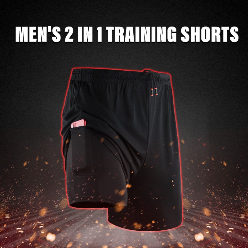 Workout Shorts: Medium Black Polyester Spandex Blend - Stretchy Breathable Quick-dry Bodycon Shorts With 2 In 1 Design Athletic Shorts For Gym Training Casual Activities - Image 5
