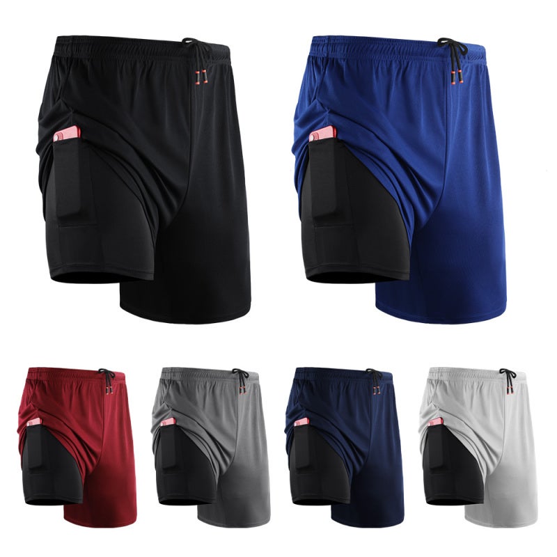 Workout Shorts: Medium Black Polyester Spandex Blend - Stretchy Breathable Quick-dry Bodycon Shorts With 2 In 1 Design Athletic Shorts For Gym Training Casual Activities - Image 2