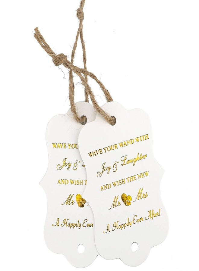 G2PLUS Wedding Favors Tags, 100PCS Gold Wedding Send Off Tags, The New Mr & Mrs. Label Tag, 2.8X2 in White Paper Gift Tag with String for Bridal Shower, Anniversary Celebration - Image 4