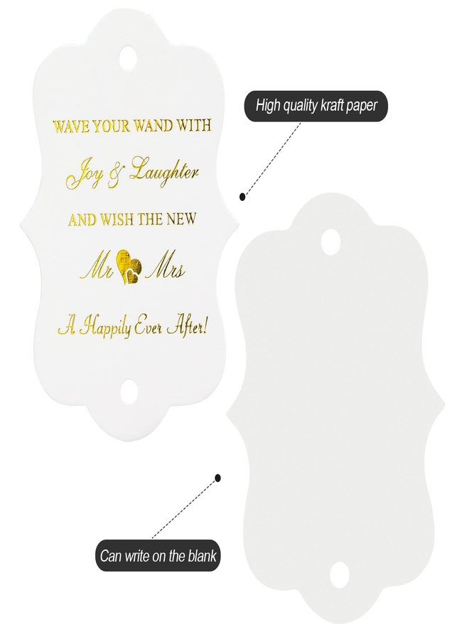 G2PLUS Wedding Favors Tags, 100PCS Gold Wedding Send Off Tags, The New Mr & Mrs. Label Tag, 2.8X2 in White Paper Gift Tag with String for Bridal Shower, Anniversary Celebration - Image 5