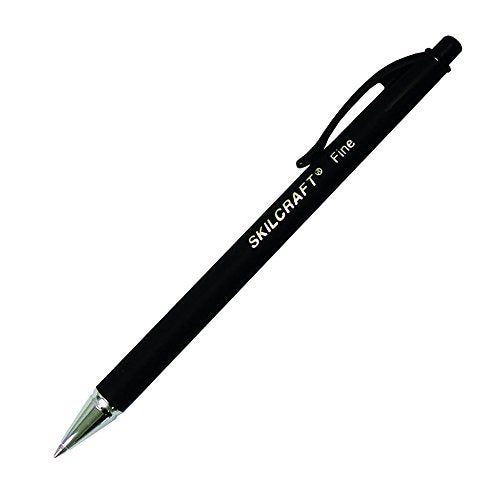 SKILCRAFT 7520-01-352-7309 Rubberized Fine Ball Point Pen, Black (Pack of 12) - Image 4