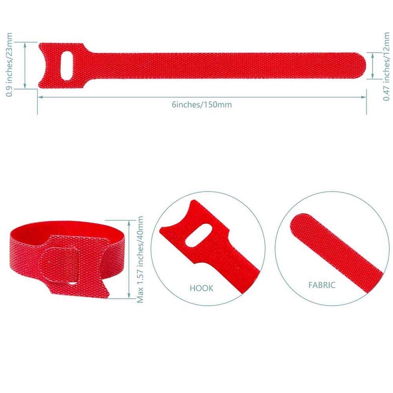 BALABALA 100 PCS 6 inch Reusable Fastening Cable Ties Cords Management Cable Organizer Cord Wrap Multi-Color - Image 2