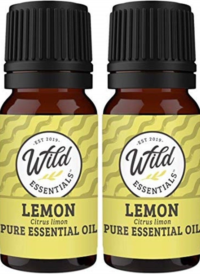 mEssentials Wild Essentials Lemon 100% Pure Essential Oil 2 Pack - 10ml, Therapeutic Grade, Energizing, Uplifting, Clean