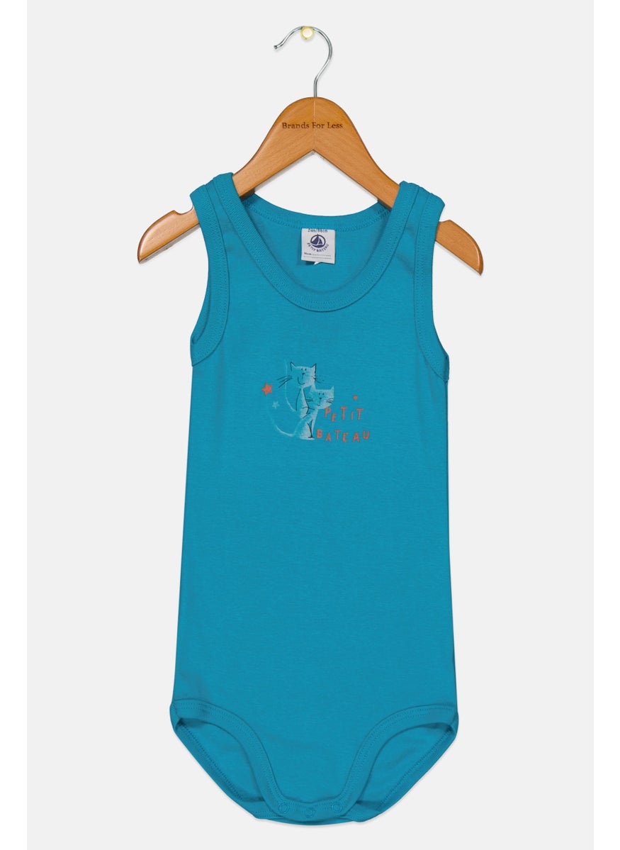 Petit Bateau - Toddlers Girl Brand Logo Bodysuit, Blue - Image 1
