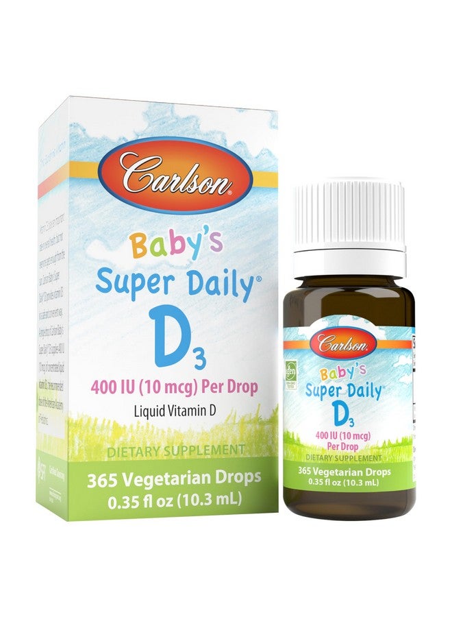 كارلسون - فيتامين د3 اليومي الفائق للأطفال، قطرات فيتامين د للأطفال، 400 وحدة دولية (10 ميكروجرام) لكل قطرة، إمداد لمدة عام، نباتي، قطرات فيتامين د سائلة للرضع والأطفال الصغار، بدون نكهة، 365 قطرة - Image 1
