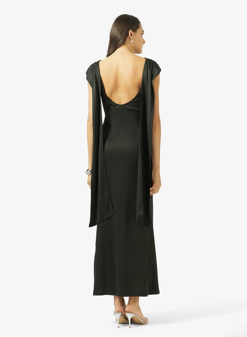 Ginger Off Shoulder Assymetric Dress with Trail
