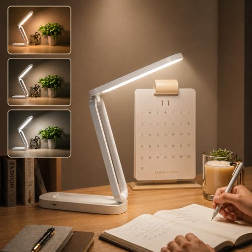 BKK Foldable Rechargeable LED Study Table Lamp with Touch Sensor, 3 Color Modes & Stepless Dimming, Portable USB Desk Light for Study, Reading & Bedside | Eye Care Lamp with 6 Months Warranty - Image 1