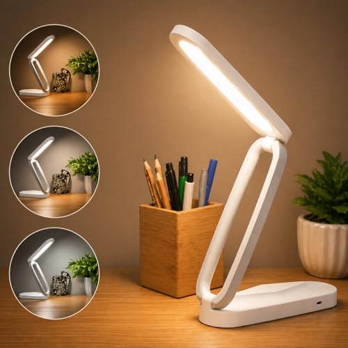 BKK Foldable Rechargeable LED Study Table Lamp with Touch Sensor, 3 Color Modes & Stepless Dimming, Portable USB Desk Light for Study, Reading & Bedside | Eye Care Lamp with 6 Months Warranty - Image 3