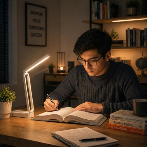 BKK Foldable Rechargeable LED Study Table Lamp with Touch Sensor, 3 Color Modes & Stepless Dimming, Portable USB Desk Light for Study, Reading & Bedside | Eye Care Lamp with 6 Months Warranty - Image 4