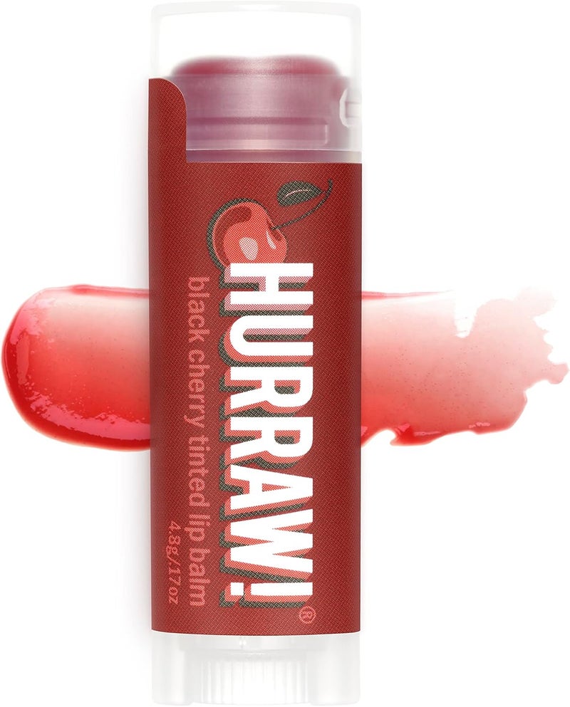 Hurraw Black Cherry Tinted Lip Balm Sheer Red Tint Organic Certified Vegan Cruelty and Gluten Free NonGMO 100 Natural Ingredients Bee Shea Soy and Palm Free Made in USA