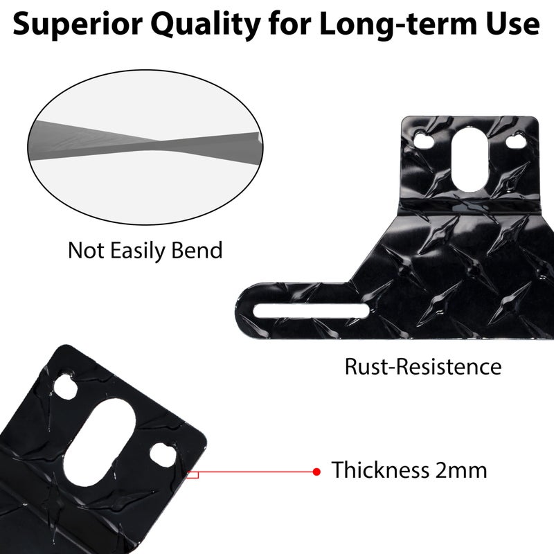 BFXM Universal Trailer License Plate Bracket Frame, License Plate Holder, Trailer Mount Plate Frame, License Plate Bracket for RV, Boat, Trailer Licence Tag Holder (Black) - Image 3