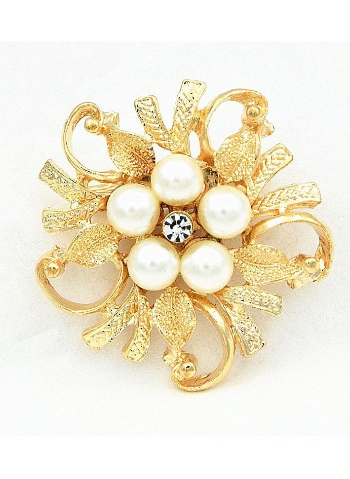 Generic Gold floral pearl brooch for women, brooch pin, bridal brooch  - Image 1