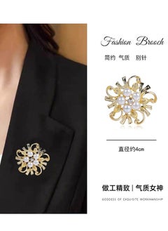 Generic Gold floral pearl brooch for women, brooch pin, bridal brooch  - Image 2