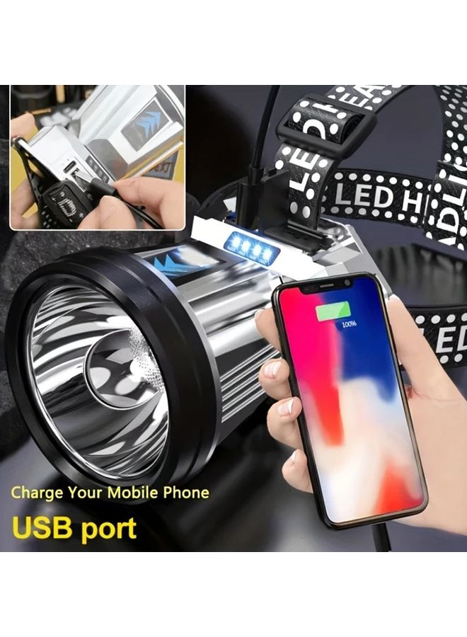 1 جهاز لمبة رأس LED قابلة للشحن عبر USB مع شاشة بطارية وحامل رأس قابل للتعديل - Image 4