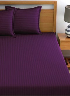 MAXQON Fitted Elastic Bedsheet Set With Pillow Covers, King/Queen/Double/Single Sizes, Color Purple  - Image 2