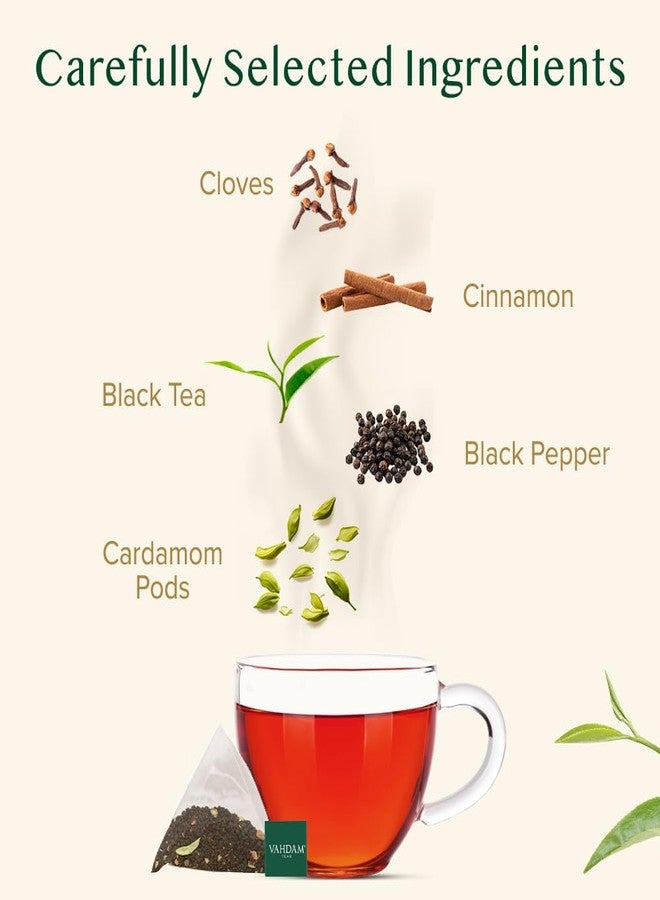 VAHDAM, India's Original Masala Chai Tea (30 Pyramid Tea Bags) Non GMO, Gluten Free, No Artificial Flavors | Blended w/Exotic Spices | Chai Tea Bags | Resealable Ziplock Pouch - Image 2