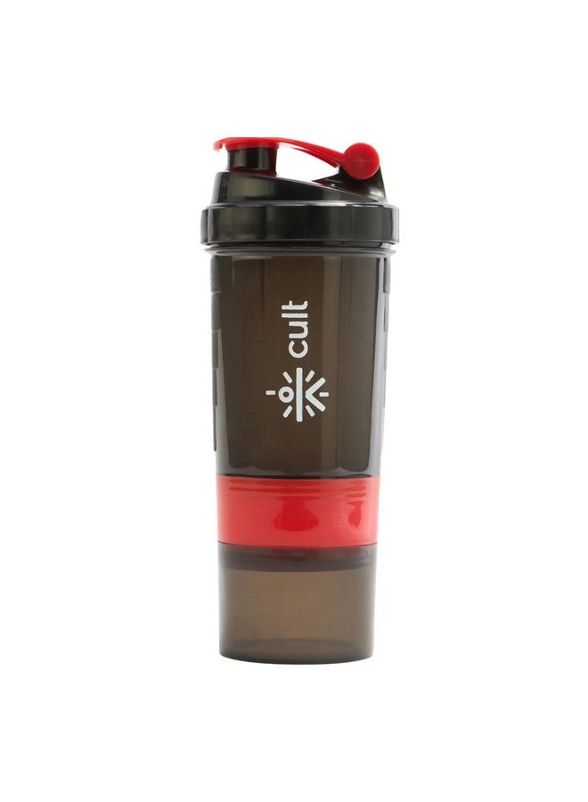Cult Gym Spider Shaker Bottle | 550ml | 2 Storage Compartment | Protein Shaker For Workout | Men & Women | Black Red - Image 1