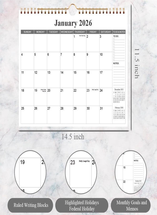 Getvow 2026 Calendar - 18 Months Calendar 2026-2027 from January 2026 - June 2027, Wall Calendar 2026-2027 with Thick Paper, 11.5" x 14.5", Black - Image 3