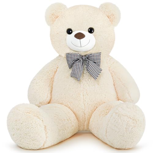 SNOWOLF Giant White Teddy Bear 47 Stuffed Animals Plush Toy 4 Feet Cute Life Size Big Soft Bear for Boy Girl Birthday Valentine Mothers Day 120 CM 5 LBs - Image 5