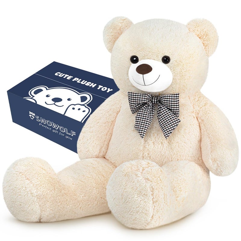 SNOWOLF Giant White Teddy Bear 47 Stuffed Animals Plush Toy 4 Feet Cute Life Size Big Soft Bear for Boy Girl Birthday Valentine Mothers Day 120 CM 5 LBs - Image 3