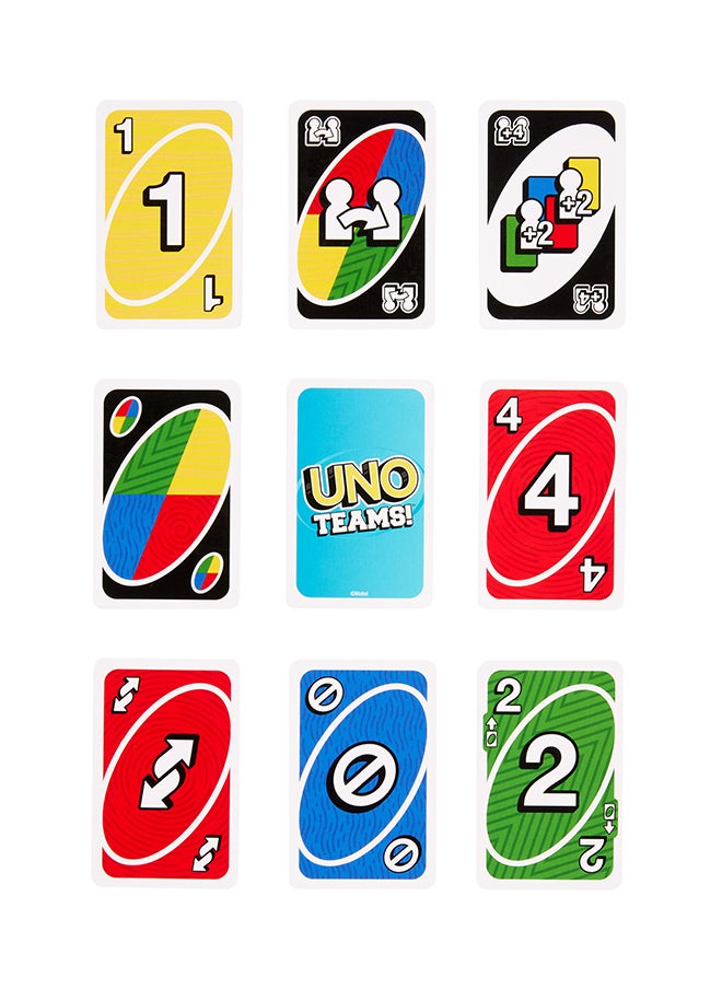 Mattel Games UNO Teams Card Game for Family Nights, Game Nights, Travel, Camping & Parties for Players 7 And Up In Up To Four Teams, With Cards Any Colorblind Player Can Use  - Image 5