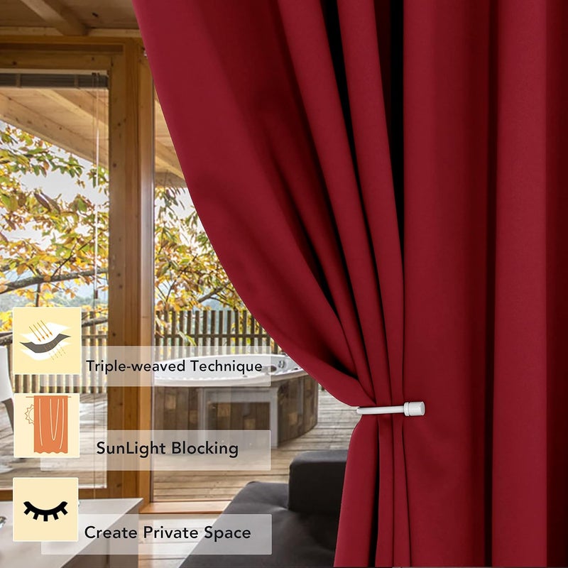BONZER ستارة تقسيم الغرفة العريضة ، ستارة تعتيم، جدار خصوصية كامل، ستائر تعتيم الغرفة مع حلقات للغرفة المشتركة، 84L × 70W بوصة (7L × 5.8W قدم)، لوحة واحدة، أحمر - Image 2