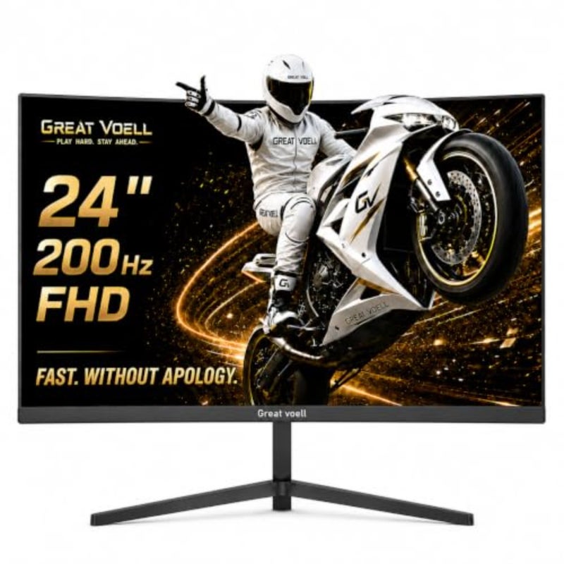 Curved Gaming Monitor 200Hz Refresh Rate 1080P Full HD Resolution AMD FreeSync Technology For PC Gaming 1500R Curvature HDMI DisplayPort Black - Image 1