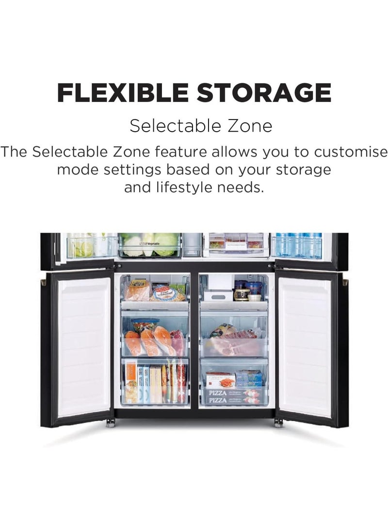 Hitachi French Door Bottom Load, 720L Gross Capacity and 472 L Net Capacity , Multi Door, Vacuum Compartment, Automatic Ice Maker, INVERTER × Dual Fan Cooling,Quick Cooling option, Refrigerator Black - RWB720UK04GBK 720 L RWB720UK04GBK black - Image 5