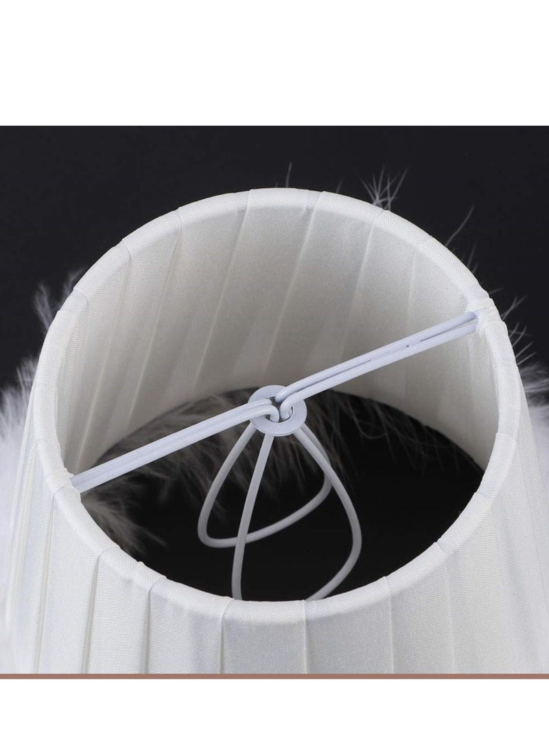 KASTWAVE Feather Lamp Shade, Small Clip Lamp Shade, Modern Lampshade Fabric Lampshade with Feather, White Cloth Small Lampshade for Table Chandelier Wall Lamp, 3.3x4.7x4.3inch - Image 5