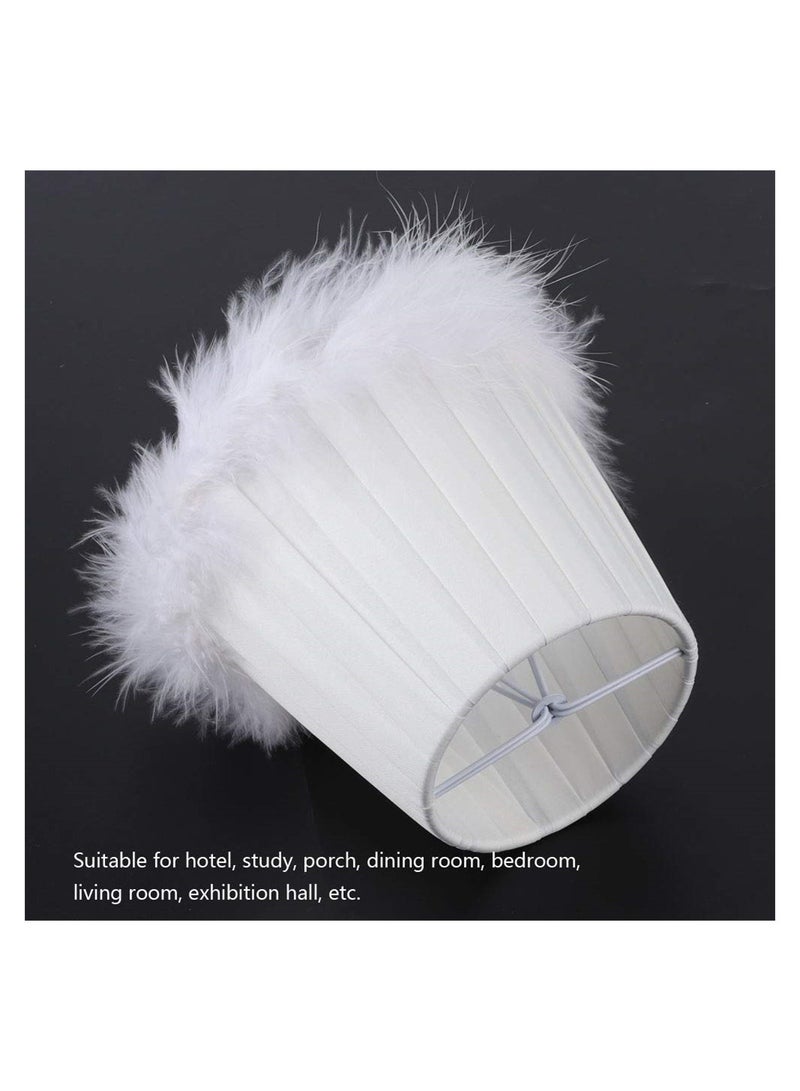 KASTWAVE Feather Lamp Shade, Small Clip Lamp Shade, Modern Lampshade Fabric Lampshade with Feather, White Cloth Small Lampshade for Table Chandelier Wall Lamp, 3.3x4.7x4.3inch - Image 2
