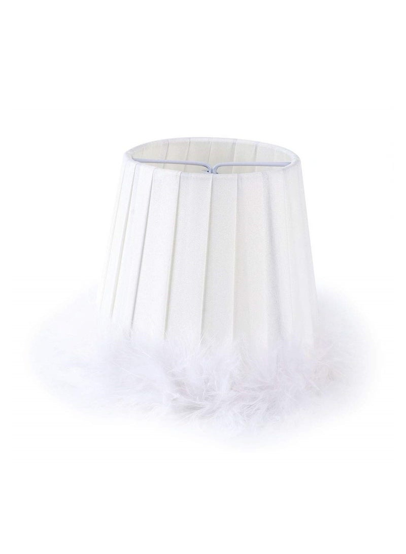 KASTWAVE Feather Lamp Shade, Small Clip Lamp Shade, Modern Lampshade Fabric Lampshade with Feather, White Cloth Small Lampshade for Table Chandelier Wall Lamp, 3.3x4.7x4.3inch - Image 3