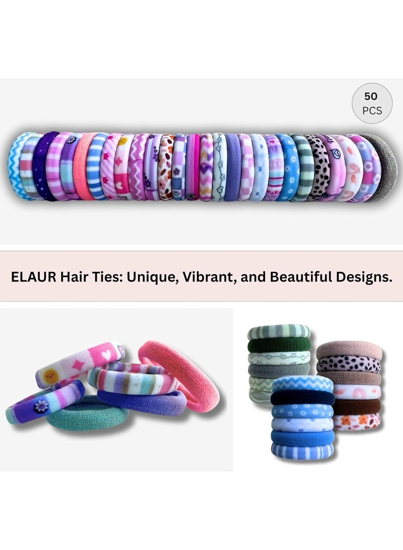 إيلور قطعة من ربطات الشعر للنساء والفتيات والأطفال، إكسسوارات شعر مرنة بدون خياطة، لا تسبب تلفًا للشعر الكثيف أو الرقيق، أربطة شعر سوداء وملونة بدون تجعيد(ألوان متنوعة) - Image 2