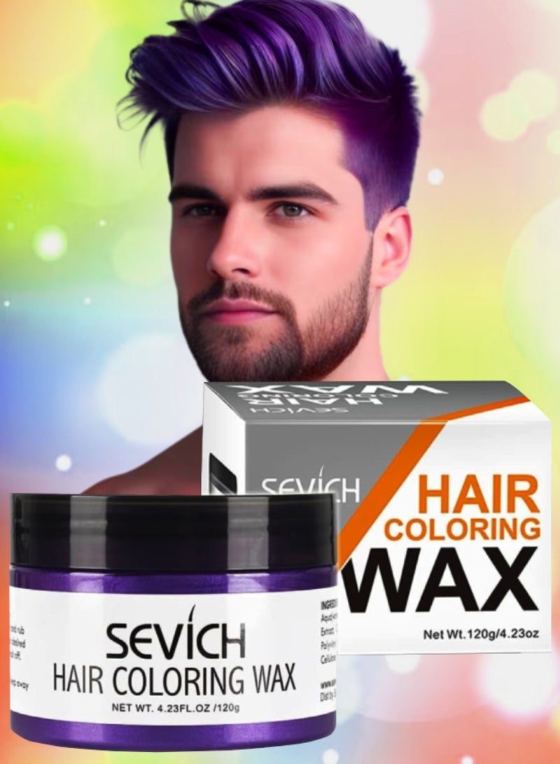 Sevich 120g Hair Coloring Wax Hair Style Dye Hair Color Material for Temporary Hair Color Hair Dye Coloring Wax Washable Natural Instant Hair Color Cream Temporary Hair Dye Wax Purple - Image 1