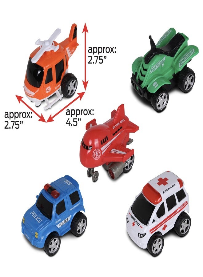 NKOK 5PK Friction Powered Rescue Vehicles; No Batteries Required; Realistic Features; Imaginative Play; Age 3+ - Image 2