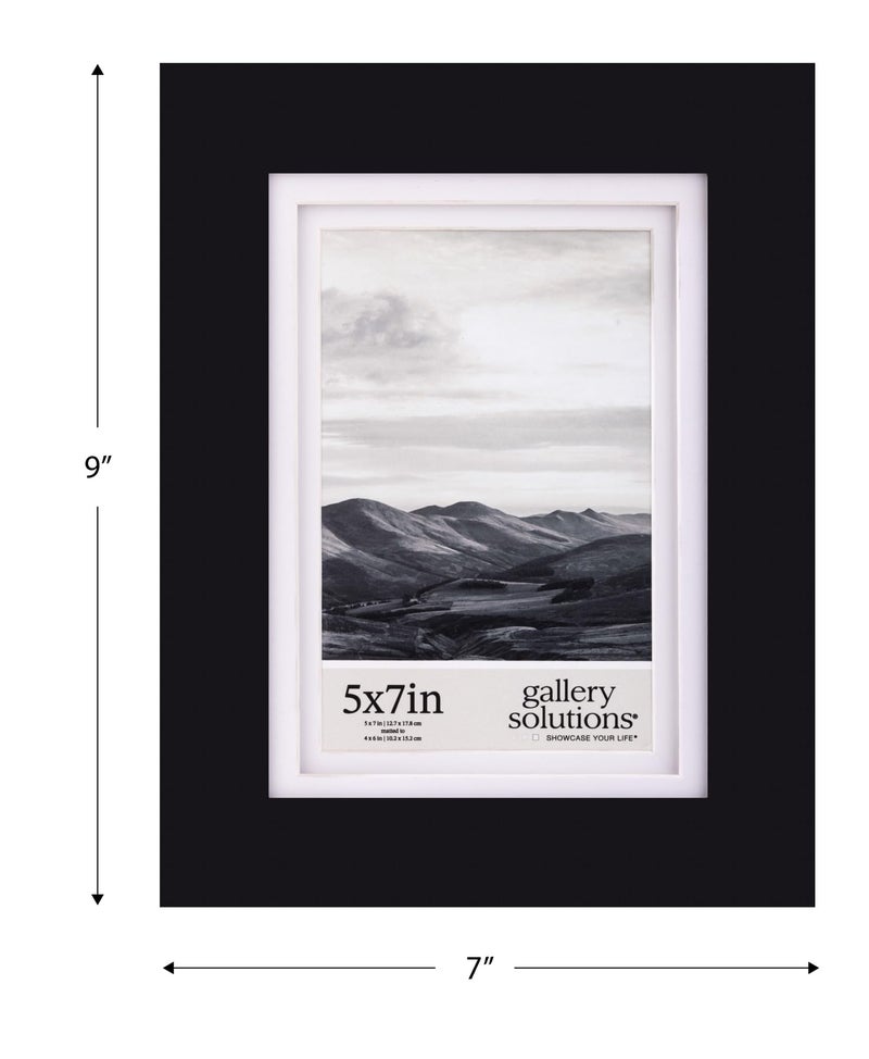 Gallery Solutions - 8""x10"" Flat Black Picture Frame - Tabletop or Wall Mount - For 5""x7"" Photos with Double White Mat - Versatile-Elegant For Home or Office D?or - Traditional Photo Frame - Image 3