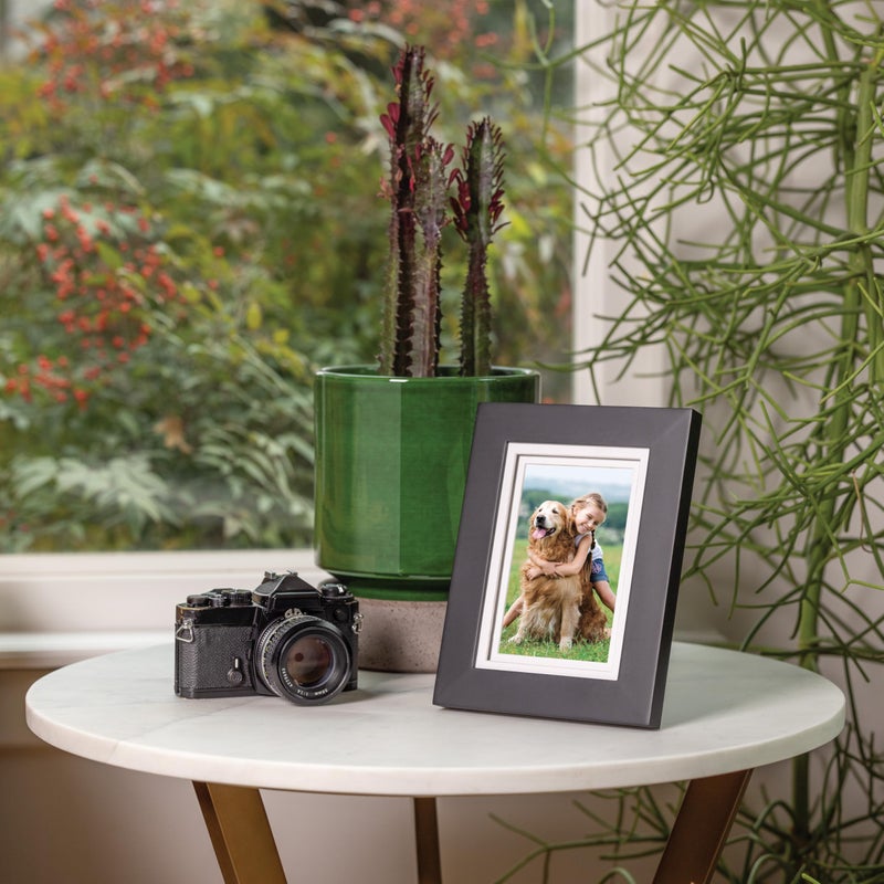 Gallery Solutions - 8""x10"" Flat Black Picture Frame - Tabletop or Wall Mount - For 5""x7"" Photos with Double White Mat - Versatile-Elegant For Home or Office D?or - Traditional Photo Frame - Image 2