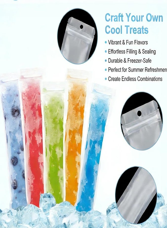 AHSNYLC Popsicle Bags - Disposable Ice Pop Bags,Leakproof Ice Candy Bag for Homemade Popsicles, Freezer Pops, Boli Bag,Slushie Pouches, Smoothie & Cocktail Drink Pouches 50PCS - Image 2