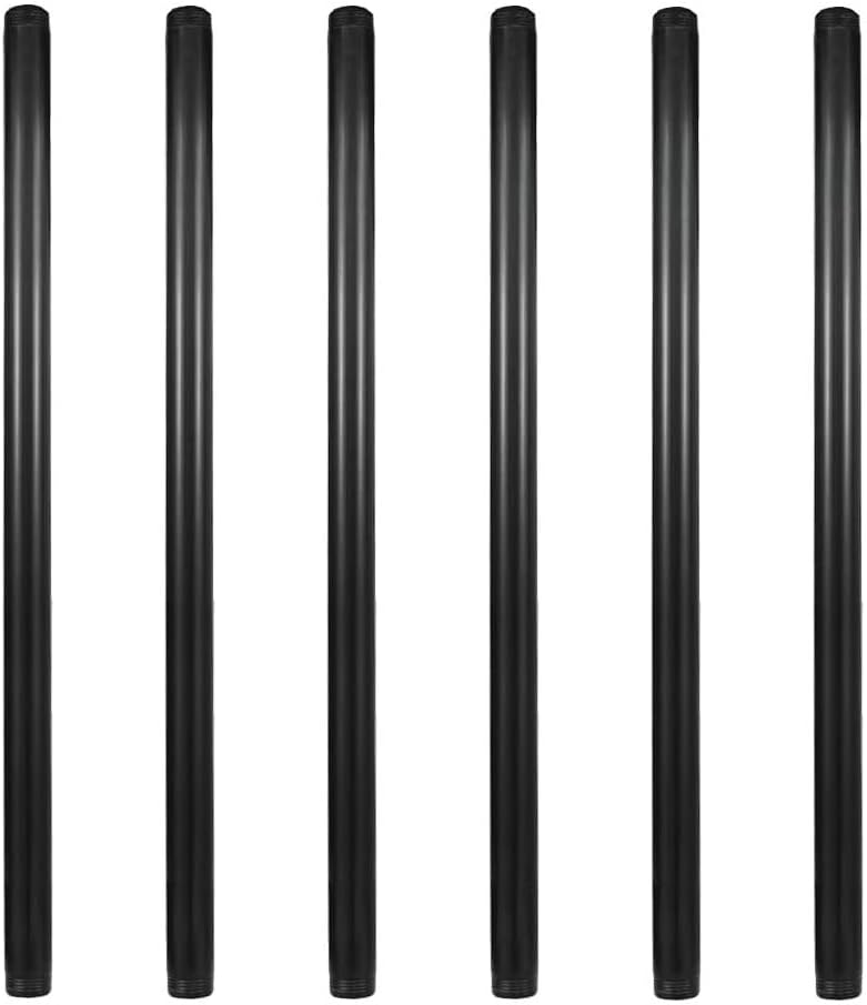 GeilSpace 6 Pack 3/4" × 28" Pre-Cut Black Metal Pipe, Industrial Steel Fits Standard Three Quarters Inch Threaded Pipes and Fittings - Vintage DIY Industrial Shelving (3/4" × 28", Black) - Image 1