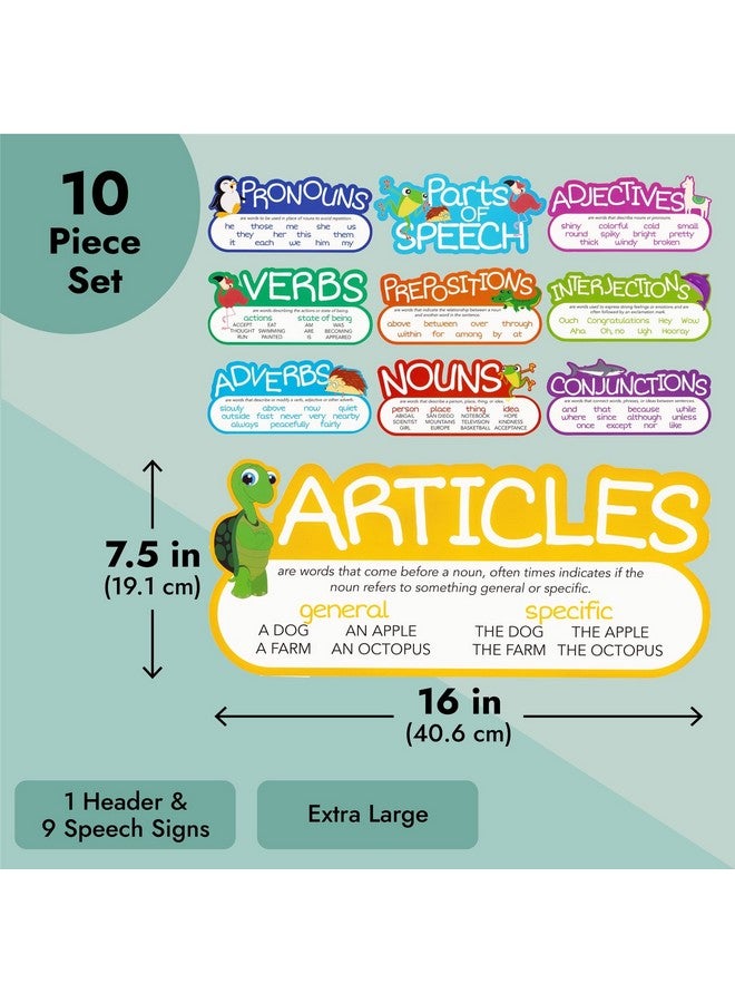 يوفال 10 قطع من ملصقات الكلام، لوحة إعلانات ضخمة، لوازم المعلم، ديكورات نحوية للفصول الابتدائية، التعليم المنزلي، علاج النطق (16 × 7.5 بوصة) - Image 4